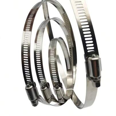 4英寸、2.5英寸、3英寸、5英寸、6英寸、8英寸、10英寸、12英寸可调软管卡箍，不锈钢材质，适用于烘干机排气管、排气管，也适用于管道、汽车和机械应用。
