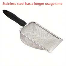 1pc Stainless Steel Cat Litter Scoop, Leak-Proof Fine Holes Pet Waste Scooper With Thick Long Handle, Durable Sifter For Clumping/Scoopable Litter, Non-Slip Grip - Multicolor - View 10