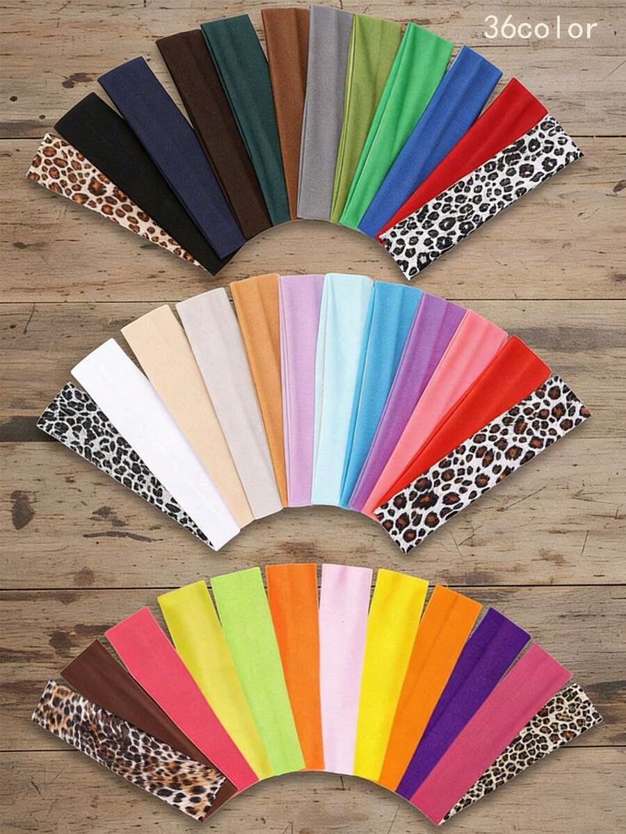 36条彩色休闲发带，适合女孩日常佩戴和运动，是夏季发饰的理想之选。 - 彩色 - 查看 1