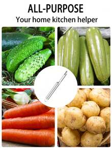 1件装蔬菜水果削皮器，不锈钢材质，多功能果蔬切片器，削皮器，土豆削皮器，苹果削皮器，黄瓜切片器，瓜类切片器，食品切片器，厨房削皮工具，居家厨房好帮手 - 銀色 - 查看 7