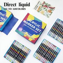 168色双头丙烯颜料马克笔套装，可堆叠伸缩马克笔套装，覆盖力强，适合多层叠加，学生专用软硬头绘图笔，可用于涂鸦、日记、笔记、贺卡、艺术绘画，返校必备 - 軟硬雙頭 - 查看 8