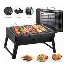 CARDIO BEAT Parrilla portátil fácil armar llevar camping asado equipo para cocina al aire libre ligera y compacta materiales resistentes fácil montaje limpieza sencilla ideal para excursiones - Negro - Ver 6