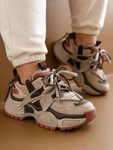 Wide Fit Women Plus Size Loose Fit Shoes, Wide Toe Box, Casual Platform Wedge Sneakers, Fashionable Leather Patchwork Lightweight Running Shoes, Casual Shoes Suitable For All Seasons