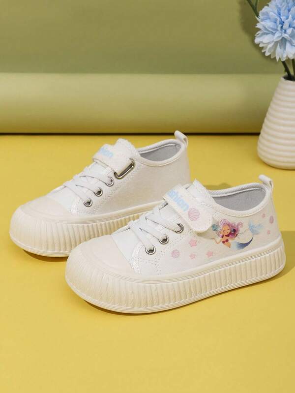 1 Pair Kids Canvas Shoes, New Autumn Style, Children's Cloth Shoes, Girls' Spring/Autumn Shoes, Kindergarten Soft Bottom Shoes, Girls' Shoes