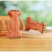 Face Massager For Jawline And Eyes Brass Wood Meridian Pressure Brush Full Body Massage Manual Massager Tool For Men Women Beauty Tool - Brown - View 9