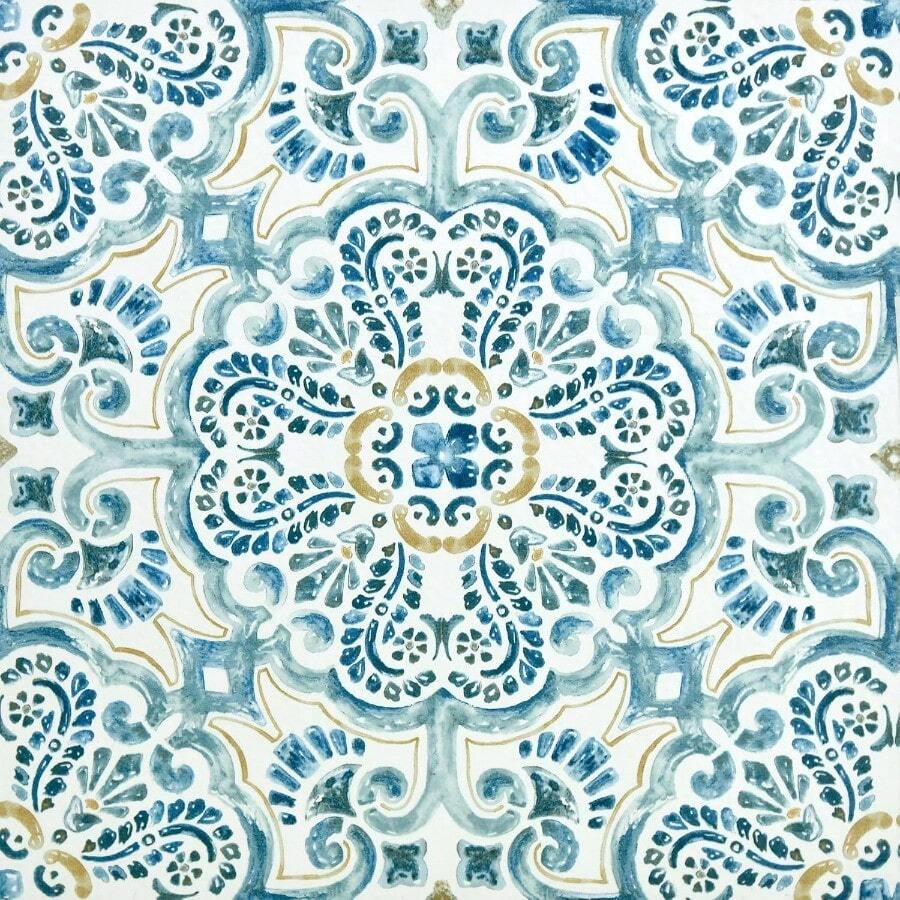 FloorPops FP2477 Fontaine - Azulejos de piso para despegar y pegar color azul - Azul - Ver 1