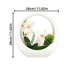 1pc Realistic Phalaenopsis Orchid With White Ceramic Pot - Highly Lifelike Artificial Flower, Suitable For Home/Office Decor - Maintenance-Free, Ideal Centerpiece For Weddings/Birthdays/Mother's Day - Perfect Gift For Valentine's Day, Holiday Table Decor, Floral Display, Winter Home Decor, Luxury Hotel Decoration - Multicolor - View 5