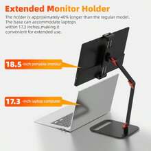 Adjustable Portable Monitor Stand Holder for 6-18.5 Inch ScreenUpgrade Version Desktop Expandable Display Base Universal Aluminum Portable Monitor Holder 12.9inch Tablet Stand - Negro - Ver 5