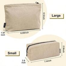 CYPNMAGEFY 2 pcs Bolsa de Cosméticos de Pana Estética Bolsa de Maquillaje Cosmetiquera para Maquillaje Neceser Mujer Portátil Cosméticos para Viajar Bolsas de Mujer BeigeFashion - Beis - Ver 3