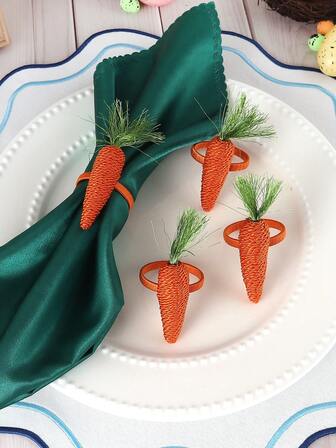 1/6pcs Easter Carrot Napkin Rings, Egg Napkin Holders, For Easter Table Decoration Napkin Rings