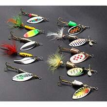 Tbuymax - Juego de cebos de Pesca 10 Unidades para Trucha salmón Duro Metal con 2 Cajas de Aparejos - Plateadorojoazuloroamarillo - Ver 7