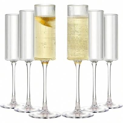 1pc/2pcs/6pcs Acrylic Champagne Flutes, 5.5oz Unbreakable Stemmed Glasses, Reusable Champagne Toasting Cups, Clear Plastic Martini Glasses - Perfect For Cocktails, Champagne And Desserts - Reusable, Mousse Cups