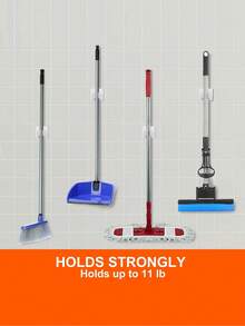 1/2/4/6/8 Pcs Wall Mounted Hole-Free Mop Holder Hooks, Cleaning Tool Storage Clips, Wall Mounted Mop & Broom Organizer, Suitable For Bathroom, Kitchen, Garden Cleaning Accessories, Household Tool Storage