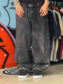 Baggy Cruz Jeans Marbled Wide Leg Sow Hip Hop Street Skate New Release Promotion - Graphite - View 2
