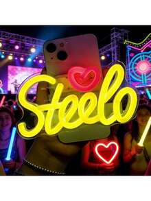 Customized Music Party Light, Smartphone Clip-On Neon Name Light, Fan Stand Party Phone Light, Cool Personalized Gift, Fan Gift, Christmas Gift, Personalized Birthday Gift, Party Light, Phone Backlight Clip, Fan Stand Light (Batteries Not Included) - Monochrome - View 3