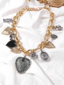 1件简约合金多款式吊坠项链，复古设计，女士饰品 - 金色 - 查看 4