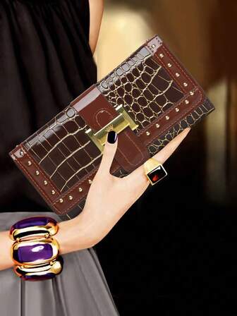 Trendig lång plånbok med flera kortplatser och trefaldig passform för kvinnor