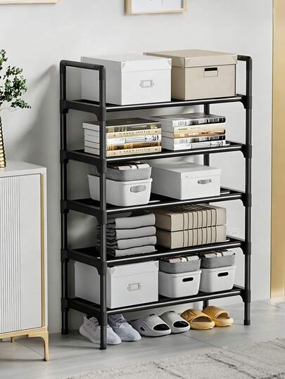 Étagère à chaussures noire (1 pièce), peu encombrante, design minimaliste anti-poussière, robuste et élégante, facile à monter et à démonter, portable et pratique, convient au salon, à la chambre, à l'entrée, au bureau, à la maison, rangement à plusieurs niveaux, peut être utilisée comme cadeau de Noël ou de fêtes, décoration intérieure, étagère à chaussures de salle de bain, répond aux besoins d'une maison confortable.