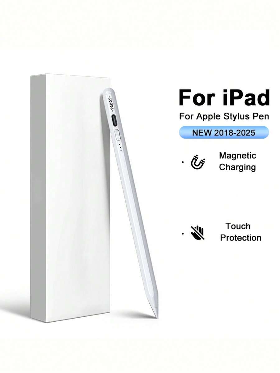 Lápiz stylus compatible con iPad de 6ta a 11va generación - Carga 2X talla grande rápida, lápiz activo compatible con iPad Pro 11"/12.9" de 2018-2024, iPad Air 3/4/5/M2/M3, iPad Mini 5/6 Gen - Blanco - Blanco - Ver 1