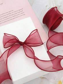 1/2/4/6/15/30 cuộn ruy băng organza bán trong suốt, dùng cho bó hoa, gói quà, trang trí bánh, đám cưới, nơ trang trí, trang trí tiệc lễ hội. - Đỏ - Xem 3