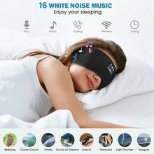 MUSICOZY Auriculares para dormir con Bluetooth máscara de dormir 3D inalámbrica para música para dormir con diadema máscara de ojos para dormir de lado hombres y mujeres - Negro - - Ver 2