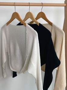 1pc Knitted Solid Color Shawl Collar, Fashionable Multifunctional Scarf, Suitable For Dancing, Yoga, Sun Protection, Air-Conditioned Room Neck Warmer, Camisole Dress Outerwear, Warm And Windproof, Short Jacket Top - Multicolor - View 4
