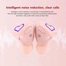 Vbestlife Auriculares Inalámbricos en Forma de Corazón Auriculares con Sonido Estéreo HiFi Bluetooth 5.3 con Estuche de Carga para Deportes Viajes Purple - Rosa - Ver 2