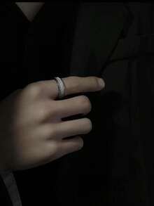 男士霜纹不锈钢戒指，树枝纹理，时尚朋克街头风配饰，哥特派对装饰，男士日常穿搭点缀，圣诞节，新年，情人节节日礼物 - 戒指 - 查看 8