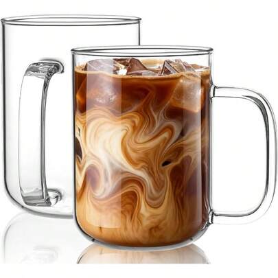 Glass Coffee Mugs, 20 Oz Coffee Cups, Large Tea Cups Set Of 2, Glass Mugs With Handles, Glass Cups Latte, Cappuccino, And Tea