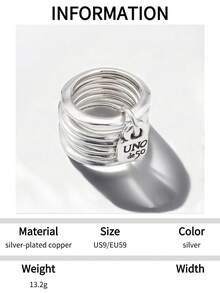 1 件奢华 6 层环锁 S925 纯银可调节戒指，适合日常、旅行、派对、节日礼物