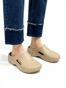 Eva Bread For Ladies, Solid Color Casual Non-Slip Outdoor Sandals Sports Beach Sandals Slippers - Brown - View 3