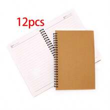 1/6/9/12 Juegos de Cuadernos Espirales de Papel Kraft Tamaño A5, Cada uno con 60 Páginas Interiores, Prácticos y de Alta Calidad - Caqui - Ver 12