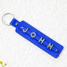 Custom Rhinestone Name Keychain, Personalized Leather Car Accessory, Letter Keychain, Backpack Charm - Multicolor - View 22