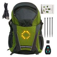 1 pieza Mochila con señal de giro LED de 18L con control remoto inalámbrico, apta para ciclismo, running, skateboarding - Verde - Ver 4