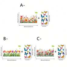 1/3pcs Spring Floral & Butterfly Window Stickers, Static Cling Decals, Anti-Collision Stickers For Home, Glass, Doors, Bathroom, Kitchen, Living Room, Vinyl Decals, Party Supplies