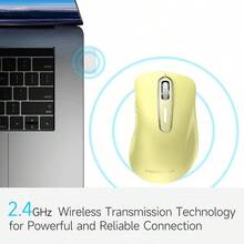 memzuoix Ratón inalámbrico 24 GHz ratón óptico inalámbrico portátil de 1400 ppp con mini receptor USB 5 bos y funcionamiento con batería para ordenador portátil escritorio MacBook color - Amarillo - Ver 2