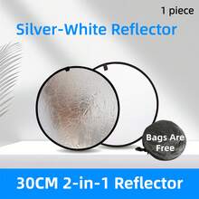 5合1可折叠摄影反光板套装（12英寸/24英寸/31英寸/43英寸）| 半透明柔光罩 + 银色/金色/白色/黑色、蓝色和绿色反光面 | 便携式多碟套装，带收纳袋，适用于影棚照明、户外人像拍摄以及冬季假期、旅行、影棚和户外补光、直播、摄影等内容创作。 - 均碼 - 查看 16