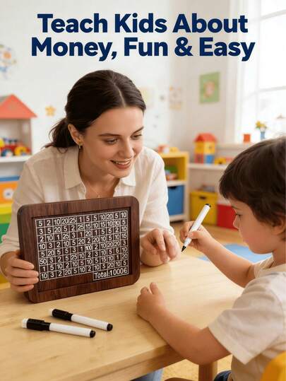 1pc Reusable Wooden Piggy Bank With Savings Goal Counter, Home Decor Wooden Craft Gift; Novel Wooden Coin Savings Can - Decorative Desktop Display Jar With Coin Slot - Savings Plan Storage Box With Currency Counter; Coin Savings Can, Wooden Craft, Educational Savings Jar; Wooden Money Box With Numbered Savings Tracker - Great For Developing Financial Skills And As A Gift