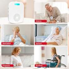 CallToU - Botones inalámbricos de llamada para monitoreo de ancianos con 2 botones de pánico y 1 receptor USB sistema de alerta de enfermería de alcance de 500 pies para personas mayores de cuidado - Blanco - Ver 3