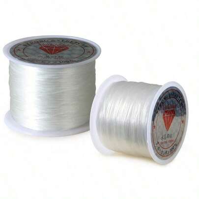 Fishing Line 0.8mm 7.6m Stretch Polyester Crystal Rope For Jewelry Making Bracelet Beading Wire (Set Of 2), Fishing Supplies, Sea Fishing Line, Fishing Bait, Christmas, Halloween