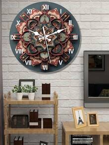1pc 10"/12" Abstract Elegant Mandala 2D Wooden Modern Silent Wall Clock, Wall Art, Unique Housewarming Gift