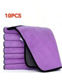 5PCS/1pc 30 * 30 Ultra-Fine Fiber Suede Car Towel - Super Absorbent, Super Thick, Non-Woven Polishing, Washing And Drying Cloth, Bathroom Towel, Cleaning Towel, Bathroom Square Towel, Blue, Pink, Purple, Yellow Towel - Multicolor - View 2