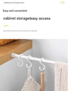 Easy Install Adjustable Curtain Rod - Heavy Duty No-Drill Telescopic Design, Suitable For Shower, Closet And Windows - Durable Steel & Plastic Home Accessory, Perfect For Room Decor, Tension Rod, Storage Rod, Multi-Function Expandable Rod, Space Saving, Bathroom Storage - White - View 5