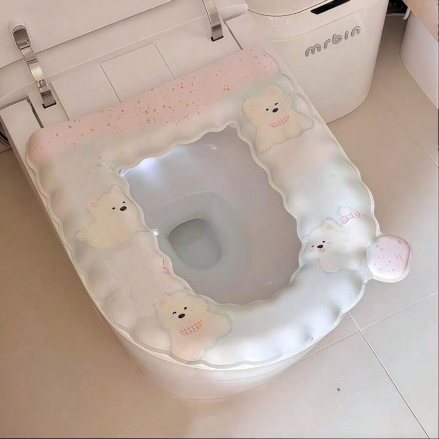 1件卡通印花EVA马桶垫,防水不粘马桶垫,可重复使用马桶坐垫 - 家居必备用品 - 彩色 - 查看 1