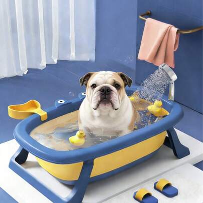 Foldable Pet Bathtub, Suitable For Medium Dogs And Cats, Pet Washing Basin, Pet Bathtub With Crab Shape, Portable With Heat Sensing Drainage, Anti-Slip And Space-Saving, A Thoughtful Gift For Pet Cats And Dogs