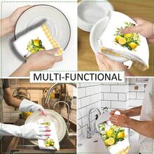2/4 Piezas Paños de cocina con estampado de limón, toallas modernas de microfibra súper absorbentes, toallas de té para cocinar y hornear, paños de limpieza, toallas de mano, toallas de té, ultra suaves y altamente absorbentes, decoración de cocina, regalos para vecinos, madres, cumpleaños, regalos de inauguración de la casa para amigos, artículos esenciales de cocina, necesidades diarias - Multicolor - Ver 7