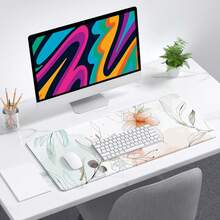 Alfombrilla de escritorio, alfombrilla de mouse, 32 x 12 pulgadas, XXL extendida para juegos, decoración de escritorio, alfombrilla de mouse XL para y teclado. - Desierto Flor - Ver 3