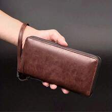 Men's Long Zipper Wallet High Quality Pu Leather Wallet For Men RFID Blocking Business Clutch Bag Credit Card Holder Purse Man