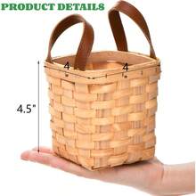 Small Wicker Basket With Handle, Woodchip Baskets For Gifts Empty, Rustic Style Basket Flower Baskets For Wedding Home Party Decor Easter Gift Packing - Default - View 2