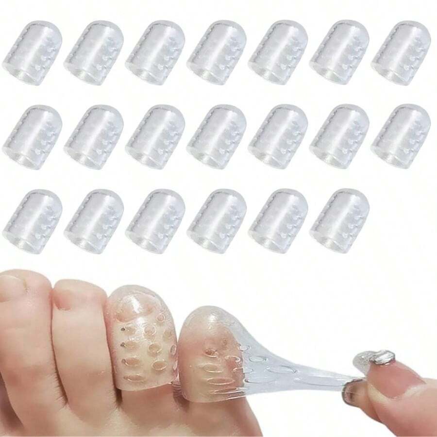 Protetores de dedos de silicone (20/10 unidades), protetores de dedos de gel antifricção respiráveis para homens e mulheres, protetores de dedinhos macios e transparentes de silicone, para sapatos, ideais para primavera e verão, presentes para madrinhas, decoração de quarto, praia, viagens, para homens e mulheres, férias, Dia da Mulher, itens essenciais de viagem, lembrancinhas de casamento, estilo anos 2000, acessórios para carro, decoração de cozinha, itens fofos - Transparente - Ver 1